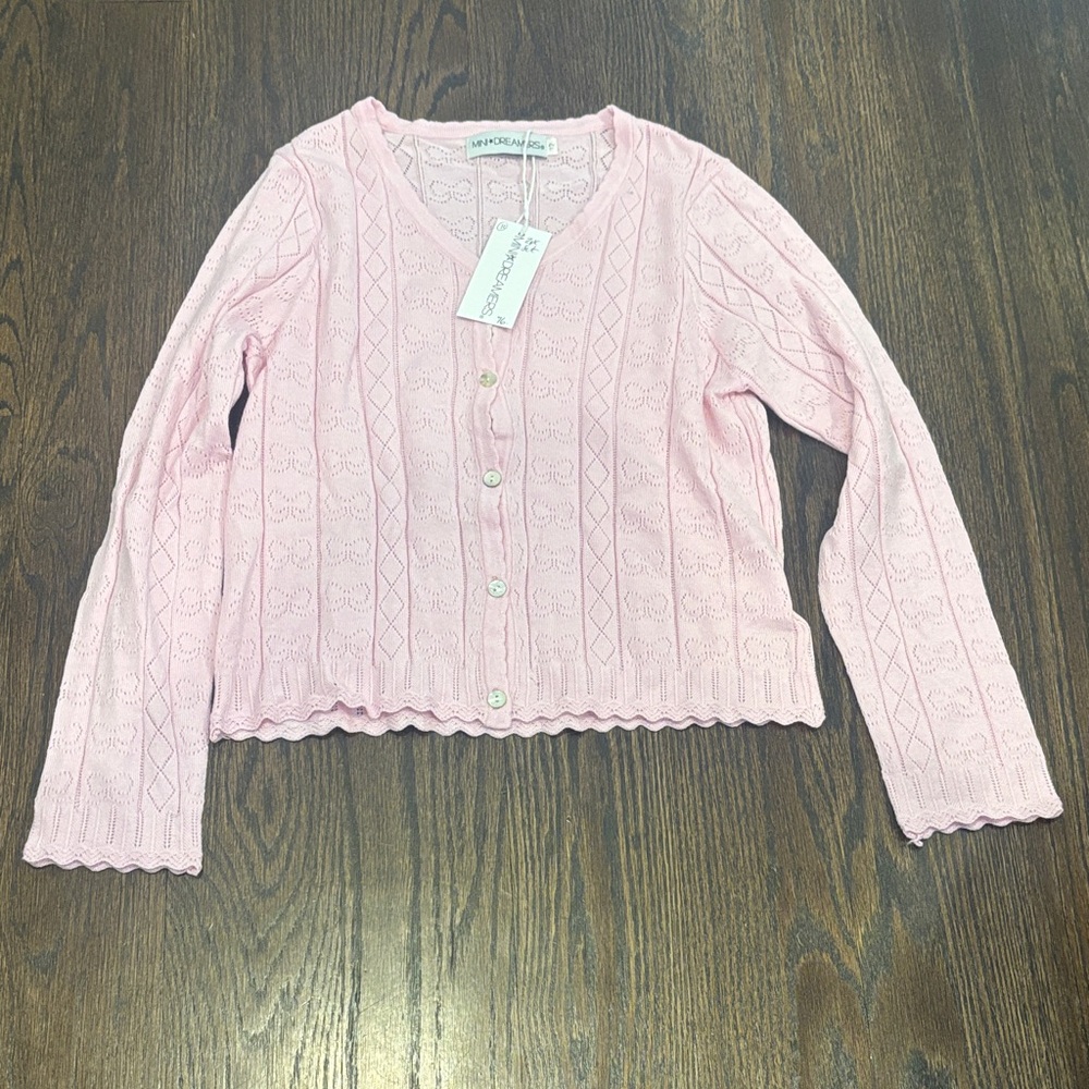 NWT Mini Dreamers Girl’s Pink Two Piece Sweater Set Size 12